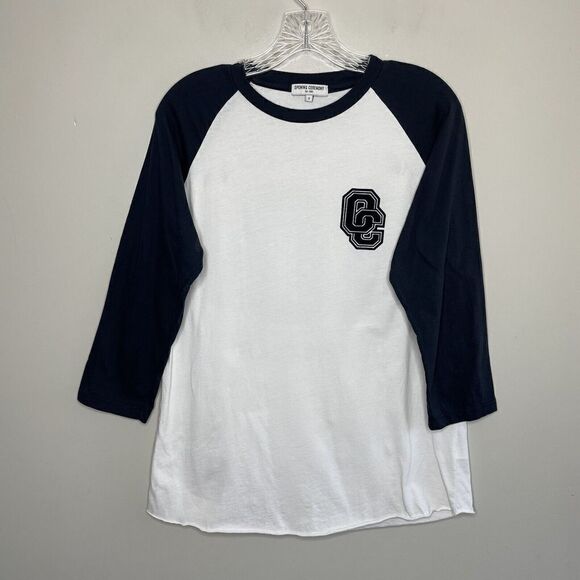 OPENING CEREMONY Mens White Navy Baseball Tee #10 Los Angeles Raglan Shirt Sz S - Picture 1 of 7